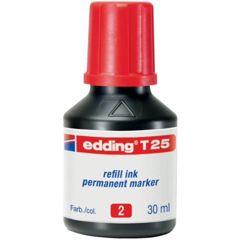 Inchiostro permanente per ricarica edding T 25 rosso – 30 ml E-T25 002