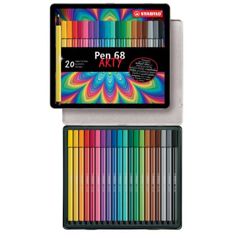 Pennarelli Stabilo Pen 68 1 mm scatola di metallo assortiti Conf. 20 pezzi – 6820-6