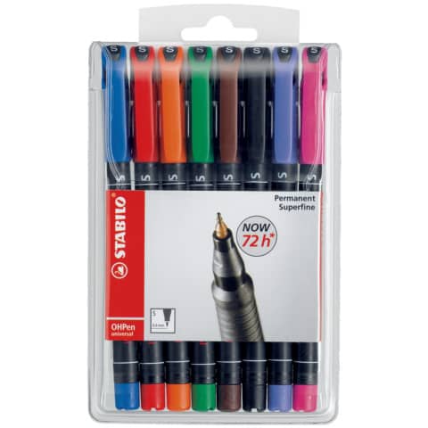Penne Stabilo OHPen universal Superfine (S) 0,4 mm assortiti astuccio da 8 – 841/8