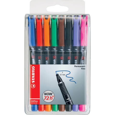 Penne Stabilo OHPen universal Fine (F) 0,7 mm assortiti astuccio da 8 – 842/8