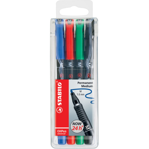 Penne Stabilo OHPen universal Medio (M) 1 mm assortiti astuccio da 4 – 843/4