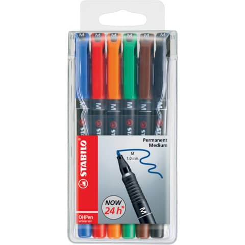 Penne Stabilo OHPen universal Medio (M) 1 mm assortiti astuccio da 6 – 843/6