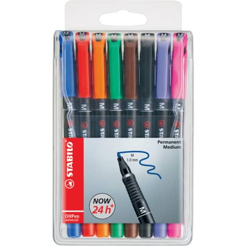 Penne Stabilo OHPen universal Medio (M) 1 mm assortiti astuccio da 8 – 843/8