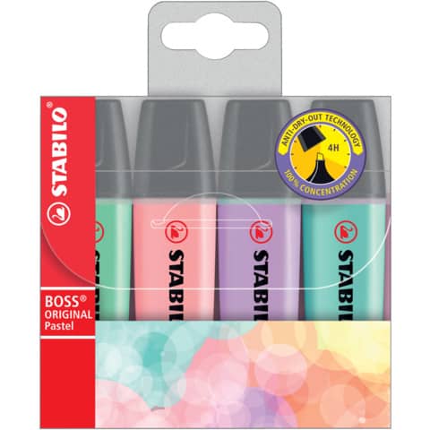 Evidenziatori Stabilo Boss Original Pastel 2-5 mm assortiti pastello astuccio da 4 – 70/4-2