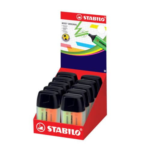 Evidenziatori Stabilo Boss Original Bicchiere  2-5 mm assortiti Contenitore in plastica da 4 – 7004-3