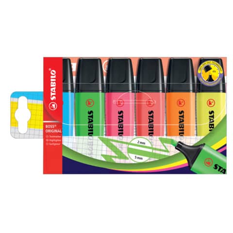 Evidenziatori Stabilo Boss Original 2-5 mm assortiti conf. 6 pezzi – 70/6