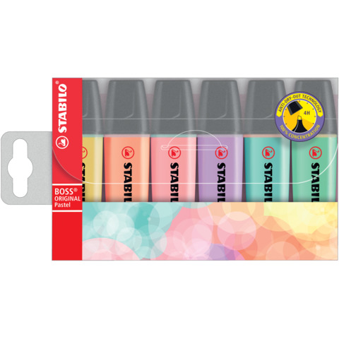 Evidenziatori Stabilo Boss Original Pastel 2-5 mm assortiti astuccio da 6 – 70/6-2