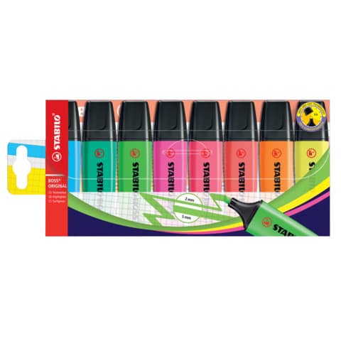 Evidenziatori Stabilo Boss Original 2-5 mm assortiti astuccio da 8 – 70/8