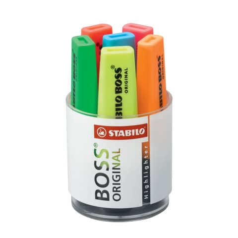 Evidenziatori Stabilo Boss Original 2-5 mm assortiti Cilindro in plastica con 6 pezzi – 7006