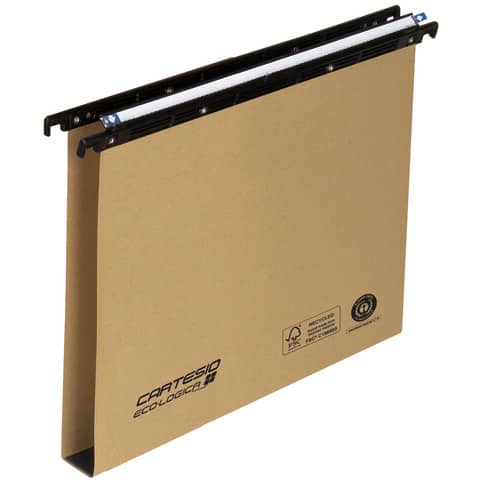 Cartelle sospese orizzontali per cassetti CARTESIO ECO 33 cm fondo U 3 cm avana Conf. 25 pezzi – 100/330 3-A1