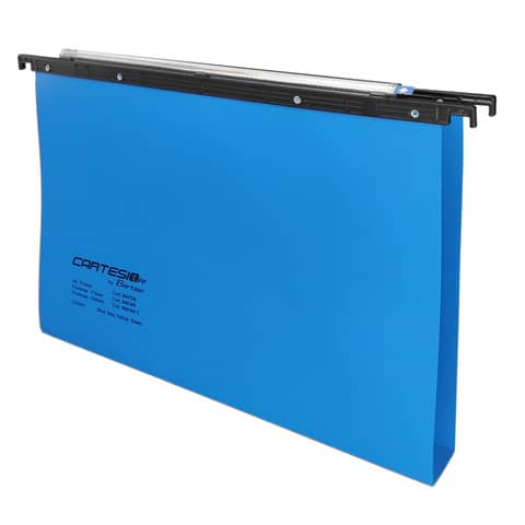 Cartelle sospese orizzontali per cassetti CARTESIO PP 39 cm fondo a U 3 cm blu Conf. 25 pezzi – 500/395 3 -A3