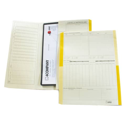Cartelline matricolari 4Pro A4 in carta di cellulosa 225 g/m² dorso 2 cm giallo conf. da 50 pezzi – 4075