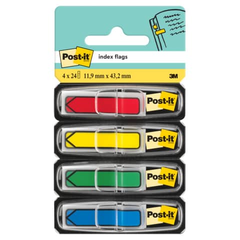 Segnapagina removibili Post-it® Index Mini ”Freccia” 684 classici assortiti 4 confezioni da 24 – 684ARR3