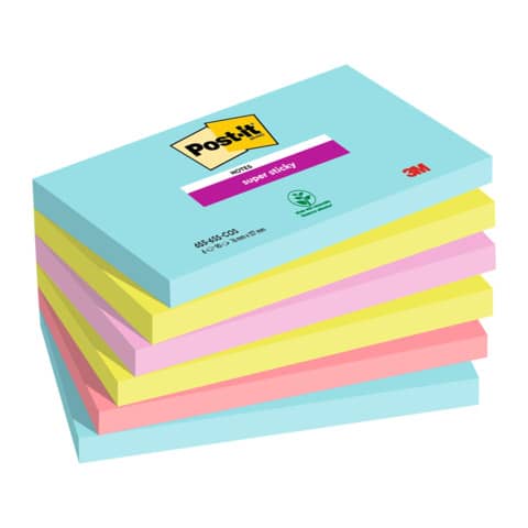 Foglietti riposizionabili Post-it® Super-Sticky Cosmic 76x127mm assortiti conf. 6 blocch. da 90 ff – 655-6SS-COS