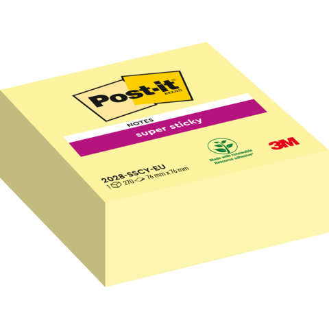 Foglietti riposizionabili Post-it® Cubo Super Sticky Notes 76×76 mm 270 ff Giallo Canary™  2028-SSCY-EU