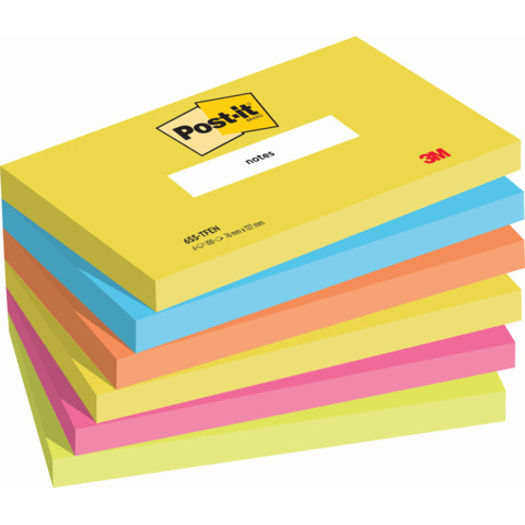 Foglietti riposizionabili Post-it® Notes Energetic 76×127 mm neon assortiti conf. 6 blocchetti da 100 ff – 655-TFEN