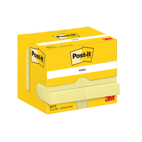 Foglietti riposizionabili classici Post-it Notes 38×51 mm 100 ff Giallo Canary conf. da 12 – 653E