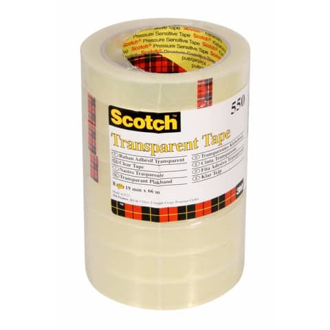 Nastro adesivo Scotch® 550 19 mm x 66 m trasparente torre da 8 rotoli – 550-1966