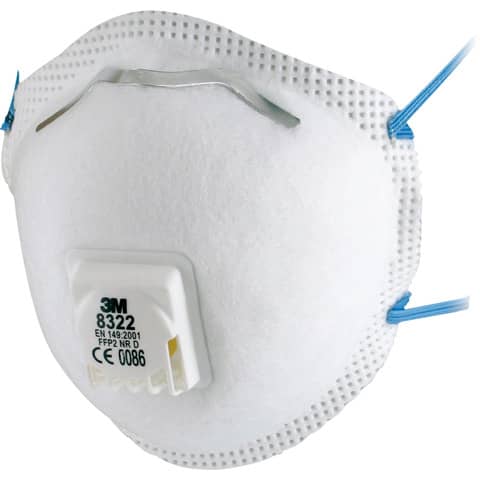 Respiratore monouso a conchiglia 3M 8300 Comfort FFP2 con valvola Conf. 10 pezzi – 8322