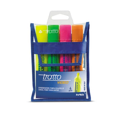 Evidenziatori TRATTO Video 1-5 mm assortiti busta da 4 – F830800