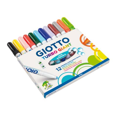 Pennarelli GIOTTO Turbo Giant punta conica 7,5 mm assortiti astuccio appendibile da 12 – F432000