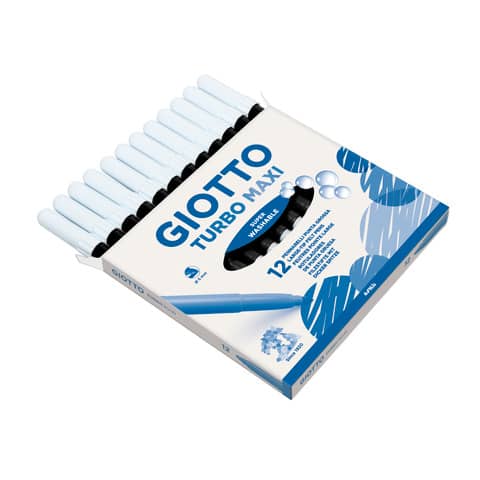 Pennarello GIOTTO Turbo Maxi punta grossa in fibra 5 mm nero Conf. 12 pezzi – F456036