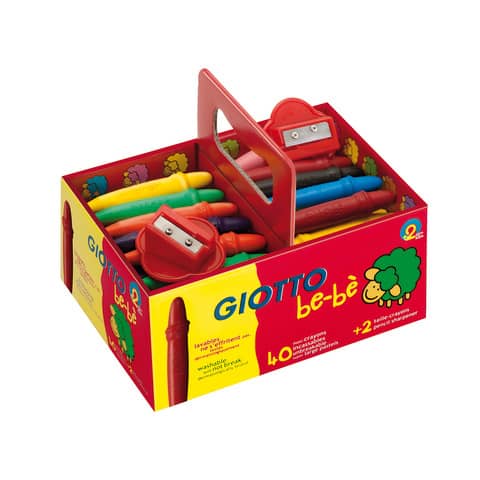 Superpastelloni a cera GIOTTO be-bè assortiti Schoolpack da 40 + 2 temperini – F462700