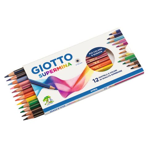 Matite colorate GIOTTO Supermina assortiti astuccio da 12 – F235700