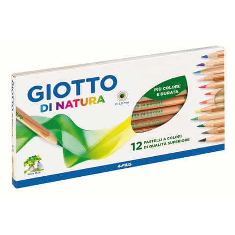 Matite colorate GIOTTO di Natura PEFC – legno da foreste sostenibili assortiti astuccio da 12 – F240600