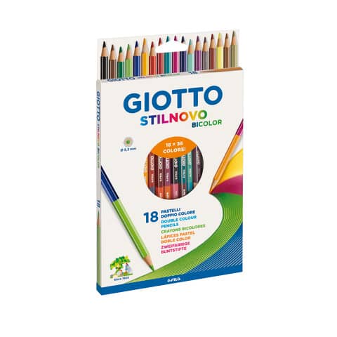 Matite colorate GIOTTO Stilnovo Bicolor assortiti astuccio da 18 – F257200