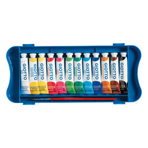 Tempere GIOTTO Extra 12 ml assortiti scatola 12 tubetti + 1 pennello F30410000