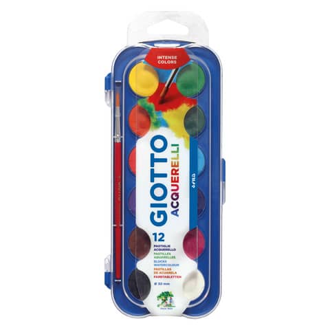 Acquerelli GIOTTO Ø 30 mm assortiti  scatola da 12 + 1 pennello – F351200