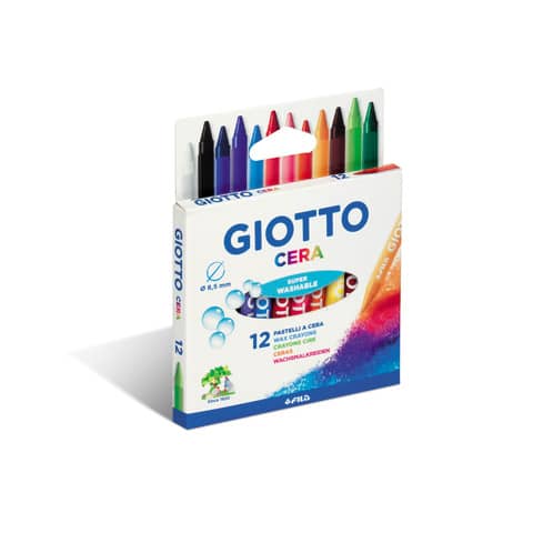 Pastelli a cera GIOTTO CERA assortiti  astuccio appendibile da 12 – F281200