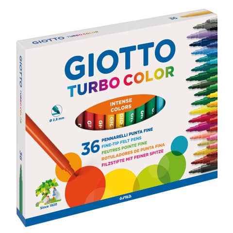 Pennarelli GIOTTO Turbo Color punta fine 2,8 mm assortiti astuccio da 36 – F418000