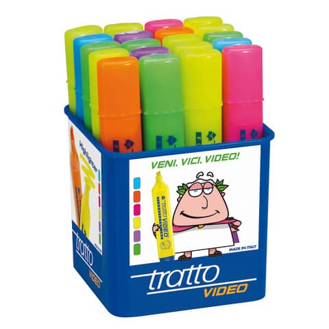 Evidenziatore TRATTO Video 1-5 mm assortiti barattolo da 20 – F829200