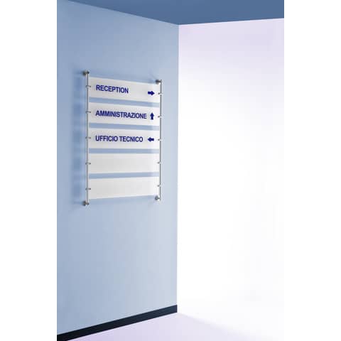Struttura a parete a 5 targhe bisatinate TECNOSTYL 60×15 cm silver/trasparente TP001BS