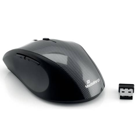 Mouse ottico Media Range 5 pulsanti, serie highline, wireless 1600 dpi carbonio/nero – MROS207