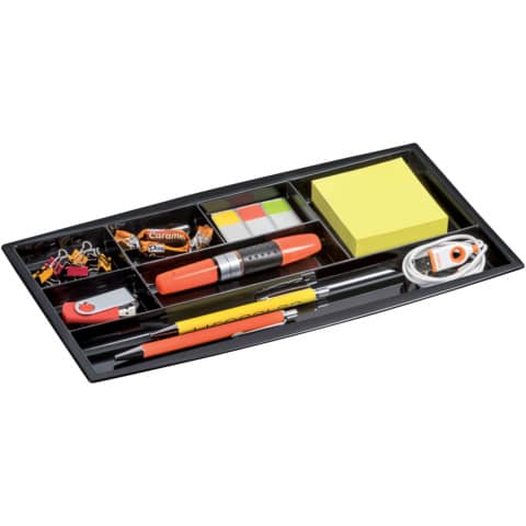 Organizer da cassetto CEP in polistirolo con 7 scomparti nero 34,4x18x2 cm – 1014940161