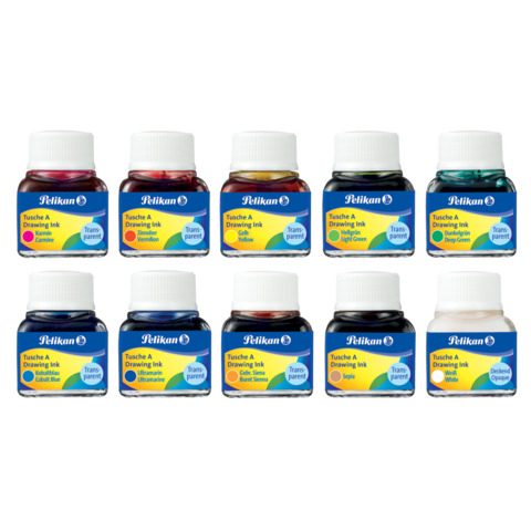 Flacone inchiostro di china Pelikan 523- – 17 10 ml assortiti conf. 10 pezzi – 400142561