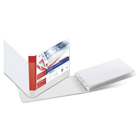 Raccoglitore personalizzabile Sei Rota Stelvio TI A3 orizzontale – 4 anelli D 50 mm bianco – dorso 7,5 cm – 36505001