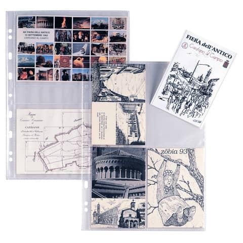 Buste a foratura univ. Sei Rota Atla FT per foto e cartoline 8 spazi 10×15 cm trasparente  conf. 10 buste – 662511