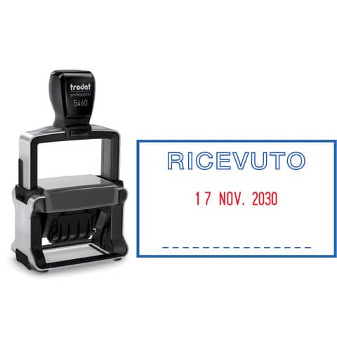 Datario autoinchiostrante Trodat Professional 5460/L con testo RICEVUTO acciaio 56×33 mm acciaio – 120416