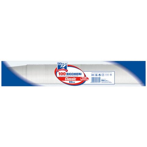 Bicchieri monouso Dopla 80 ml polistirene bianco conf.100 – 22644