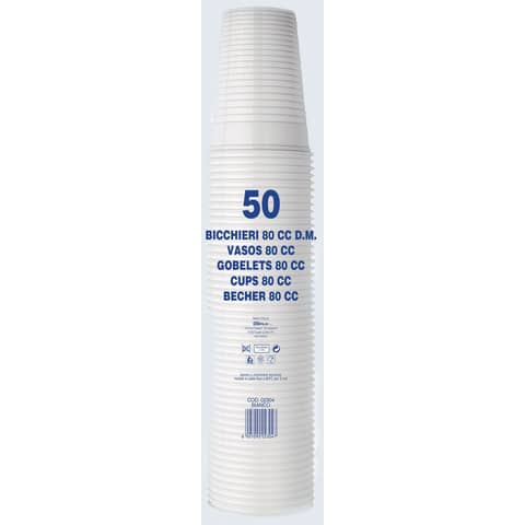 Bicchieri monouso Dopla Professional 80 ml polistirene bianco conf. 50 pezzi – 42107