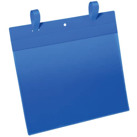 Tasche per identificazione Durable con fascette di aggancio blu f.to esterno mm 311×442- inserto A4 orizz. cf 50- 175107
