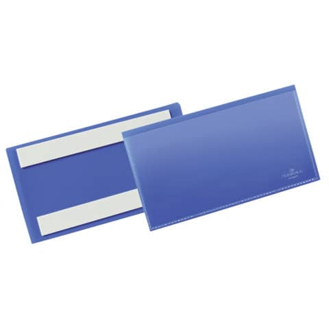 Tasche per identificazione Durable con bande adesive blu f.to esterno mm. 163x 83×1,7- inserto 150x67mm cf. 50 – 176207