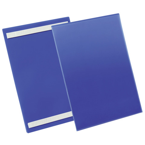 Tasche per identificazione Durable con bande adesive blu f.to esterno mm. 233x 313×1,7- inserto A4 vert. cf. 50- 179707