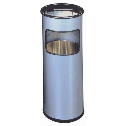 Posacenere Durable a colonna acciaio con sabbia e cestino base tonda H 62 x Ø 26 cm argento metallizzato – 333023