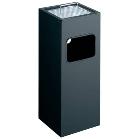 Posacenere Durable a colonna acciaio con sabbia e cestino base quadrata H 62 x Ø 25 cm nero – 333101