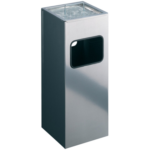 Posacenere Durable a colonna acciaio con sabbia e cestino base quadrata H 62 x Ø 25 cm argento metallizzato – 333123